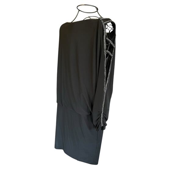 Cold Shoulder Rhinestone Dolman Black Betsy & Adam Cocktail Party Dress Size10 - Picture 6 of 16
